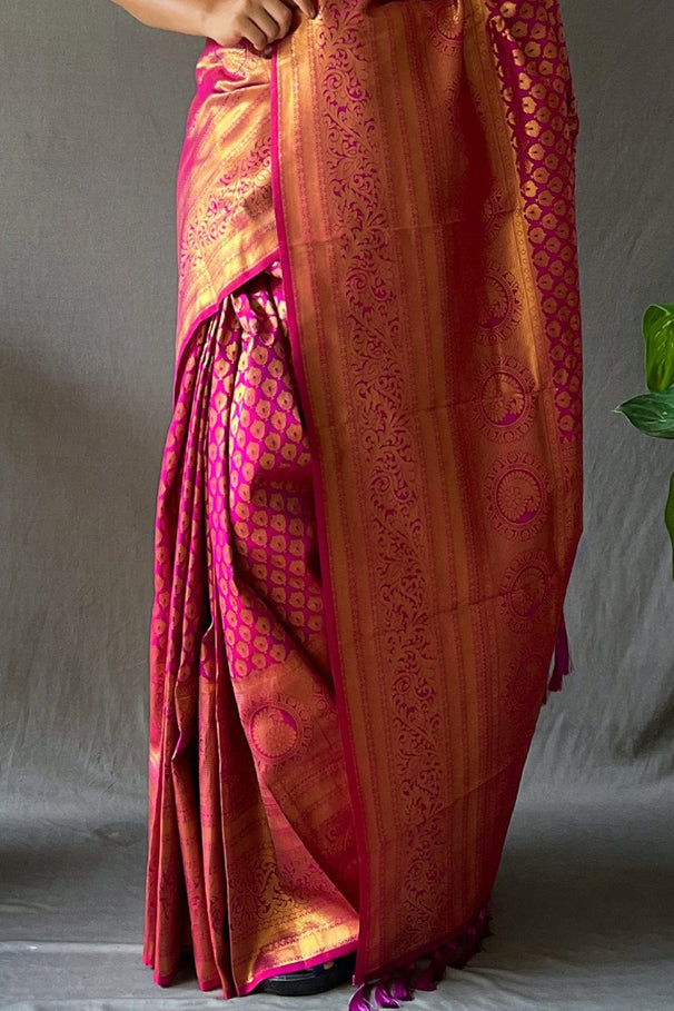 Buy MySilkLove Ruby Pink Kanjivaram Silk Saree Online