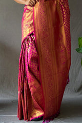 Ruby Pink Kanjivaram Silk Saree