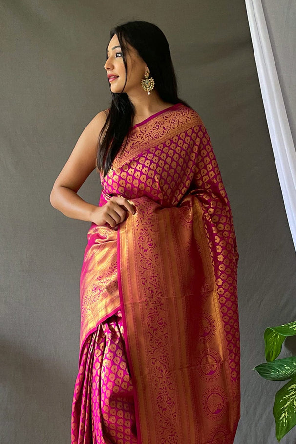 Buy MySilkLove Ruby Pink Kanjivaram Silk Saree Online