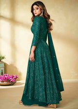 Green Pea Georgette unstitched Plazzo Suit