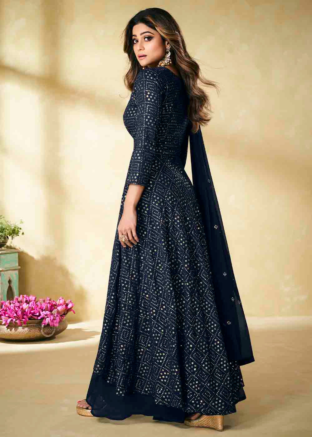 MySilkLove Mirage Blue Georgette Unstitched Plazzo Suit