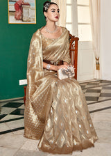 Sorrell Cream Woven Banarasi Cotton Modal Silk Saree