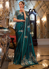 Tiber Green Zari Woven Banarasi Silk Saree