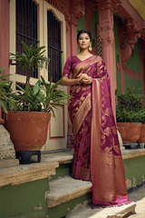 Hippie Purple Zari Woven Banarasi Saree