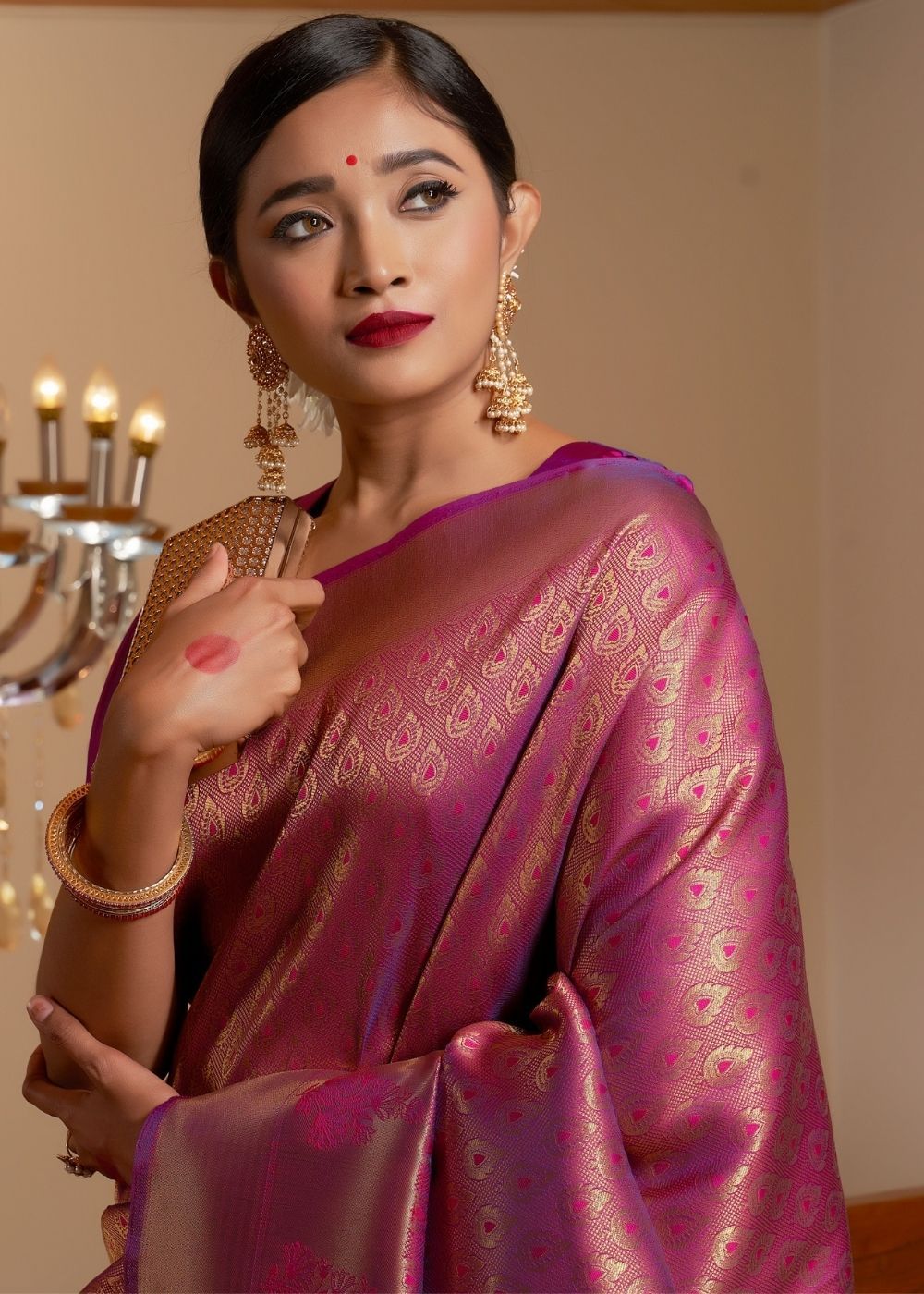 MySilkLove Claret Purple Zari Woven Kanjivaram silk Saree