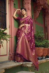 Hippie Purple Zari Woven Banarasi Saree