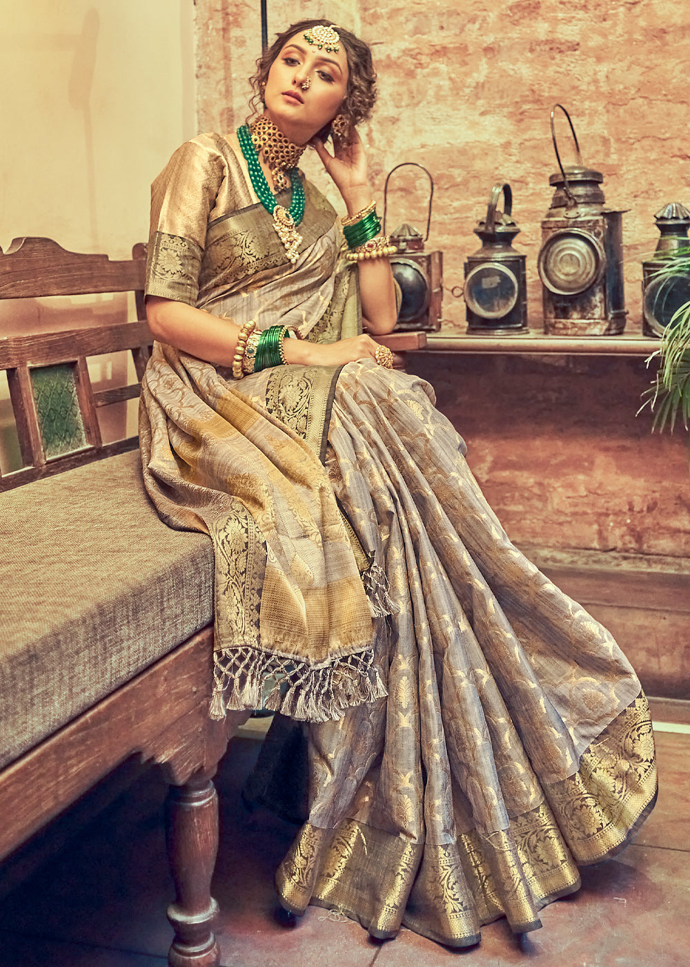 MySilkLove Sorrell Grey Woven Banarasi Silk Saree