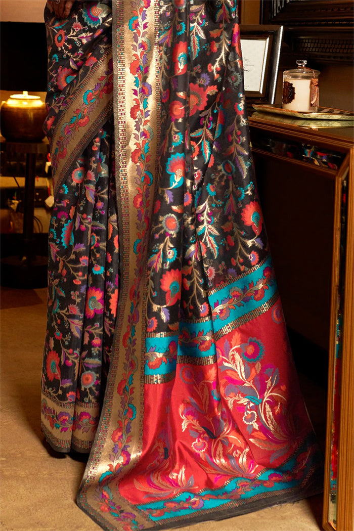 Rebel Black Woven Banarasi Saree