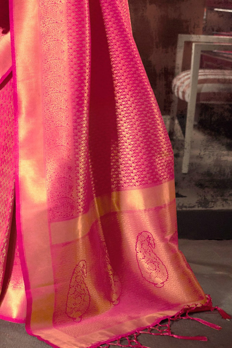 Rose Pearl Pink Woven Kanjivaram Saree
