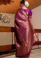 Claret Purple Zari Woven Kanjivaram silk Saree