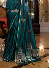 Tiber Green Zari Woven Banarasi Silk Saree
