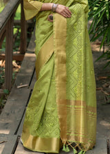 Peridot Green Assam Silk Saree