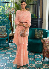 Tonys Pink Woven Chikankari Silk Saree