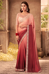 Rose Bud Pink and Brown Designer Partywear Saree