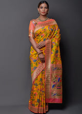 Dixie Yellow Zari Woven Paithani Silk Saree