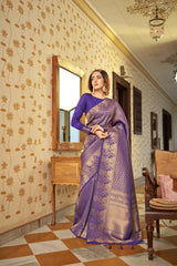 Victoria Blue Kanjivaram Silk Saree