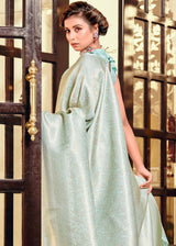 Sea Mist Blue Woven kanjivaram Silk Saree