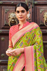 Feijoa Green Brasso Patola Printed Saree
