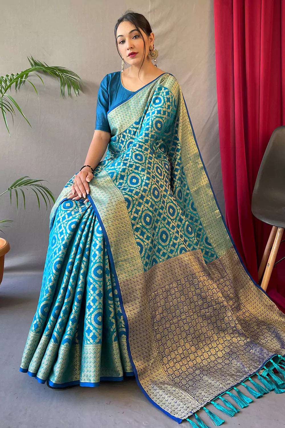 MySilkLove Astral Blue Patola Silk Saree