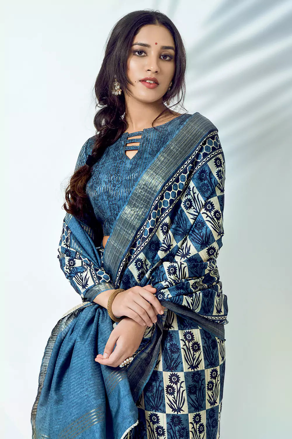 Buy MySilkLove Burst Blue Soft Kotha Silk Saree Online