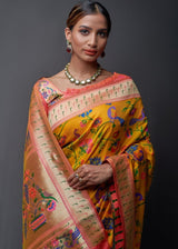 Dixie Yellow Zari Woven Paithani Silk Saree