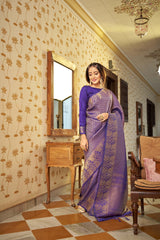 Victoria Blue Kanjivaram Silk Saree