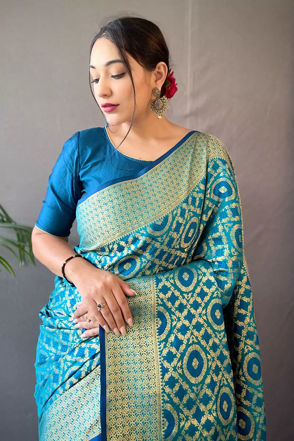 Buy MySilkLove Astral Blue Patola Silk Saree Online