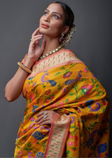 Dixie Yellow Zari Woven Paithani Silk Saree