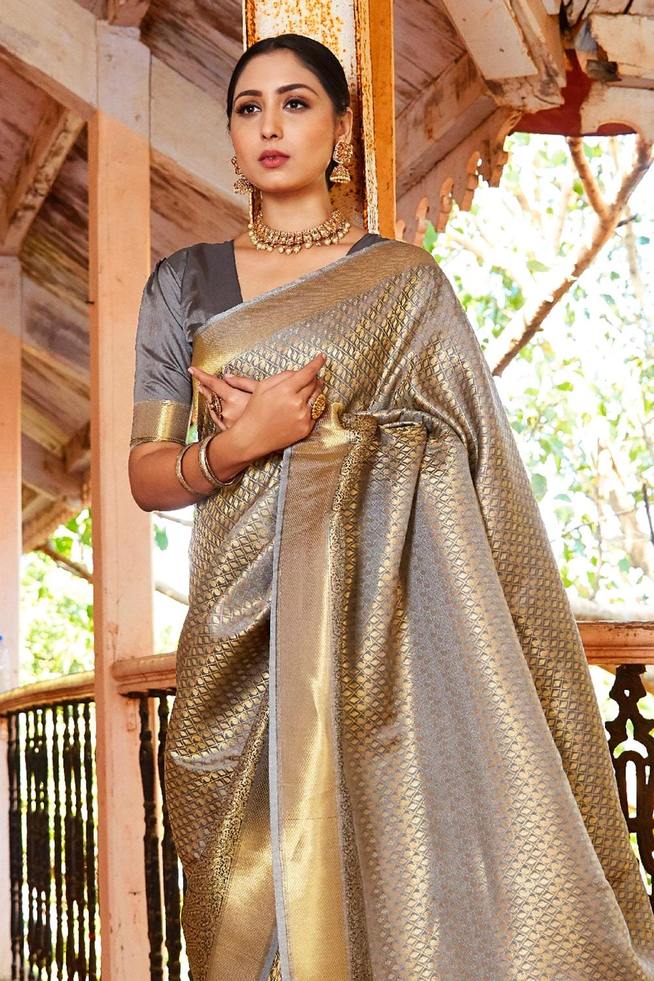 Grey Saree - Buy Grey Colour Sarees Online – Koskii