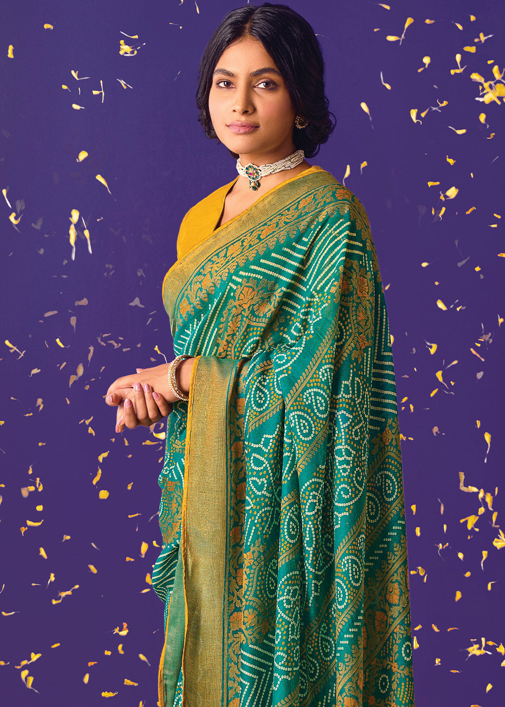 Buy Amazon Green Printed Paithani Saree With Embroidered Blouse Online MySilkLove