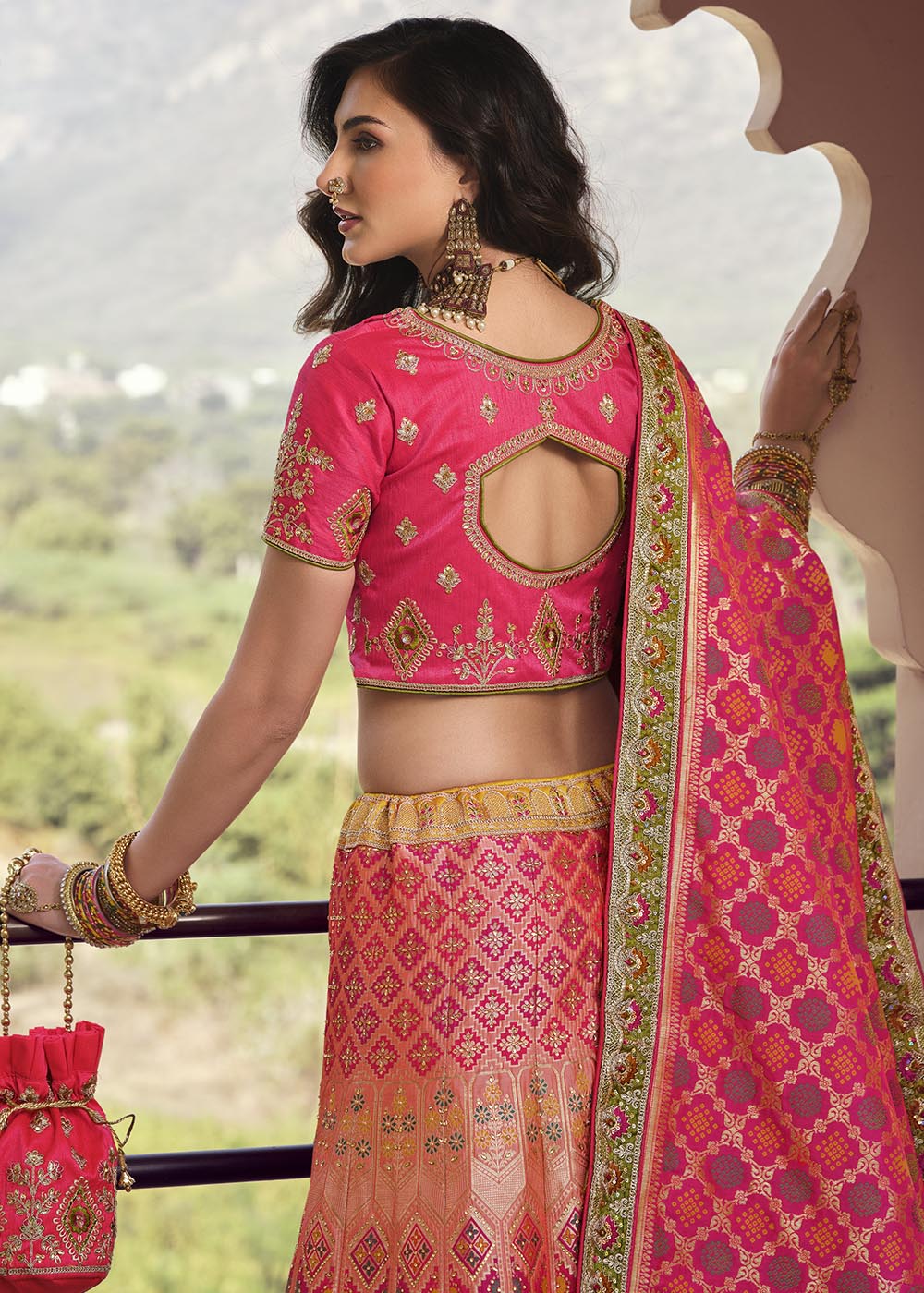 Buy MySilkLove Jelly Bean Pink Banarasi Silk Lehenga Choli Online