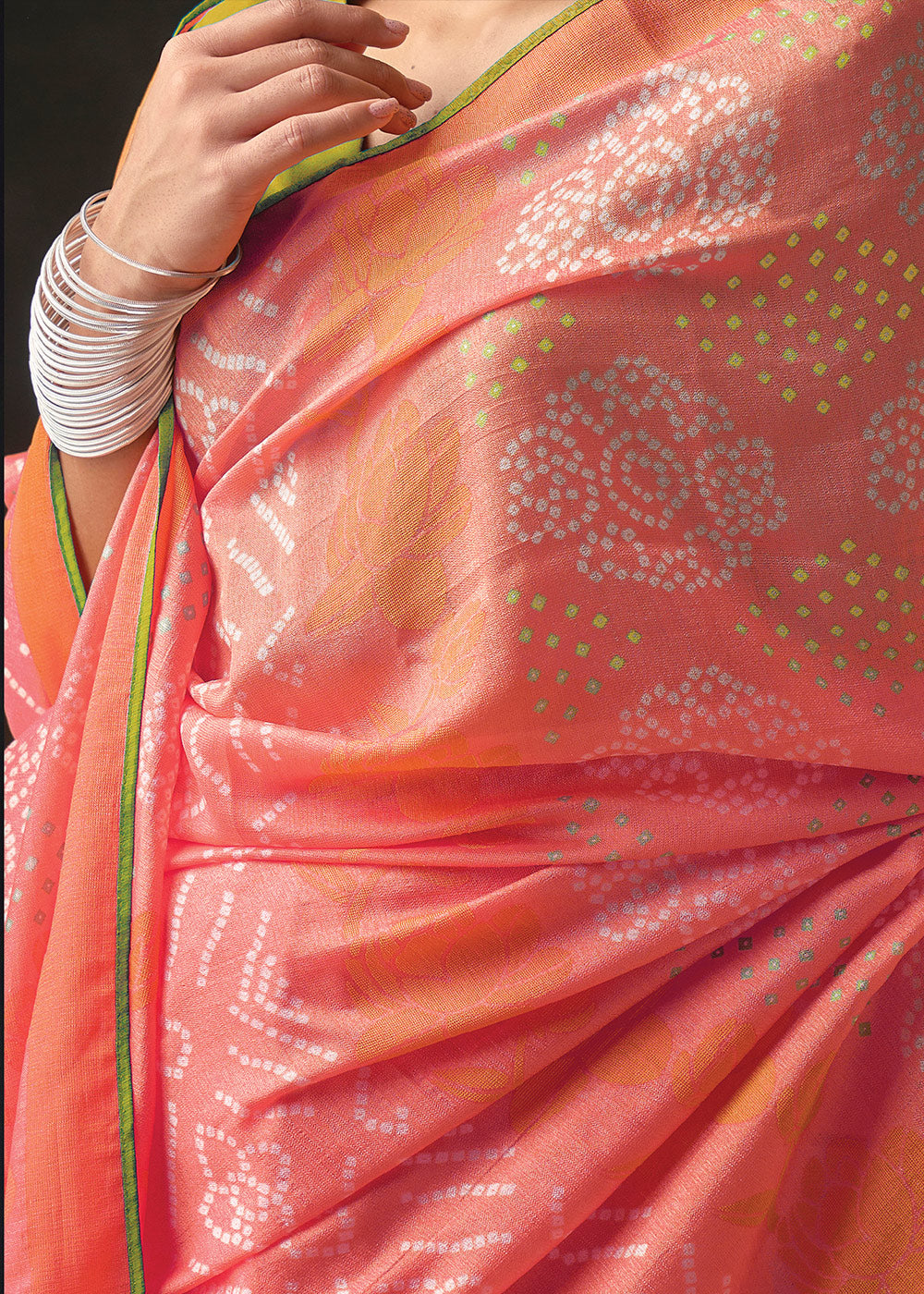 Buy MySilkLove Bittersweet Pink Bandhani Print Soft Silk Saree Online