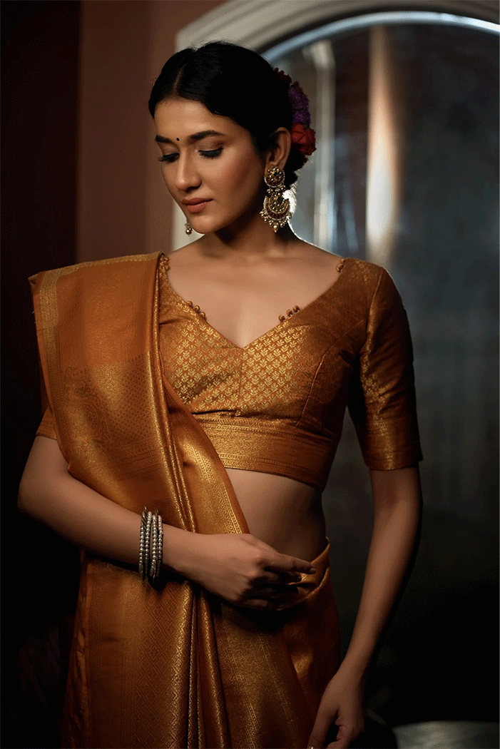 Paarl Yellow Zari Woven Kanjivaram Saree
