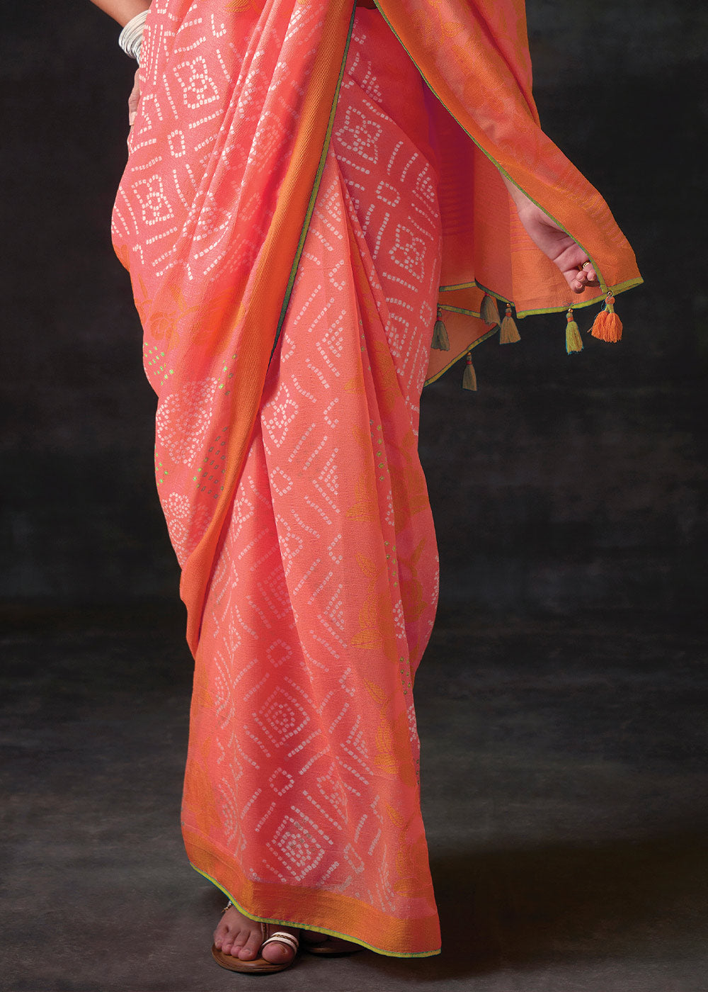 Buy MySilkLove Bittersweet Pink Bandhani Print Soft Silk Saree Online