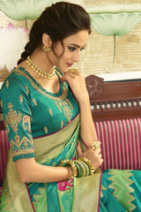 Green Shaded Handloom Woven Designer Patola Saree