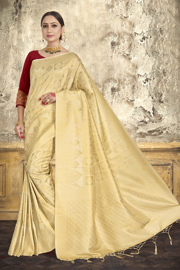 Golden Zari Woven Kanjivaram Silk Saree