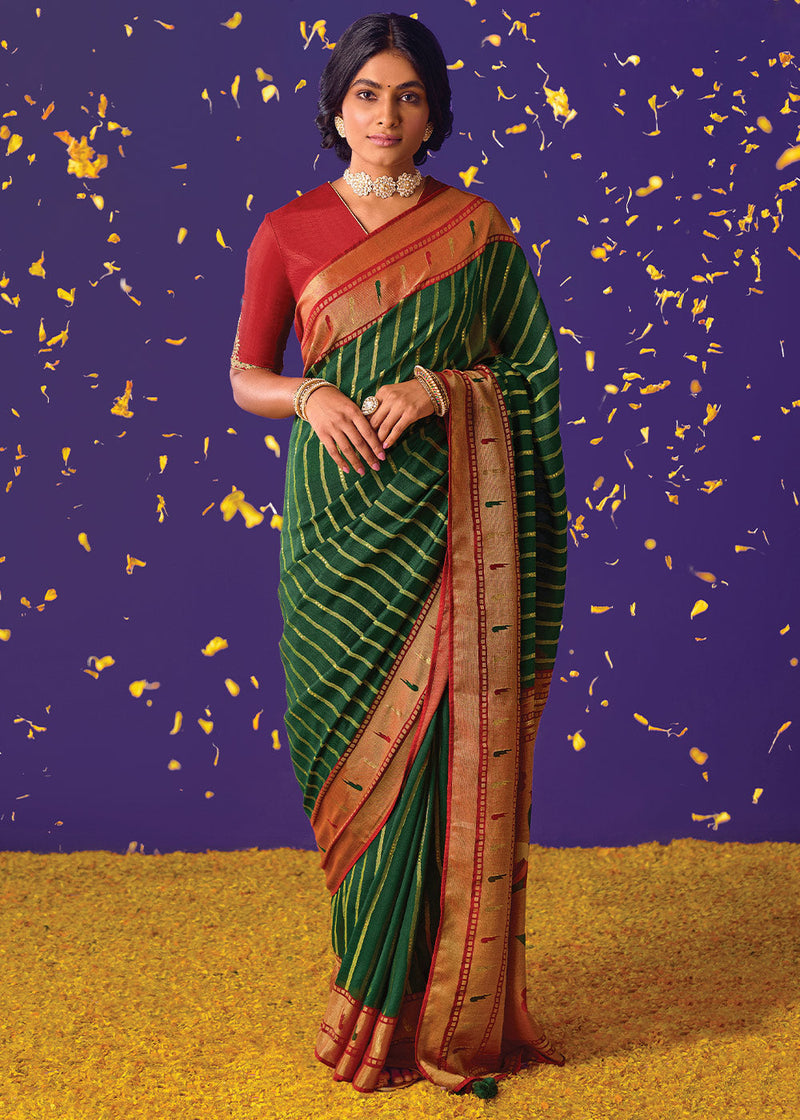 Green Maroon Ilkal Saree – Jarataari