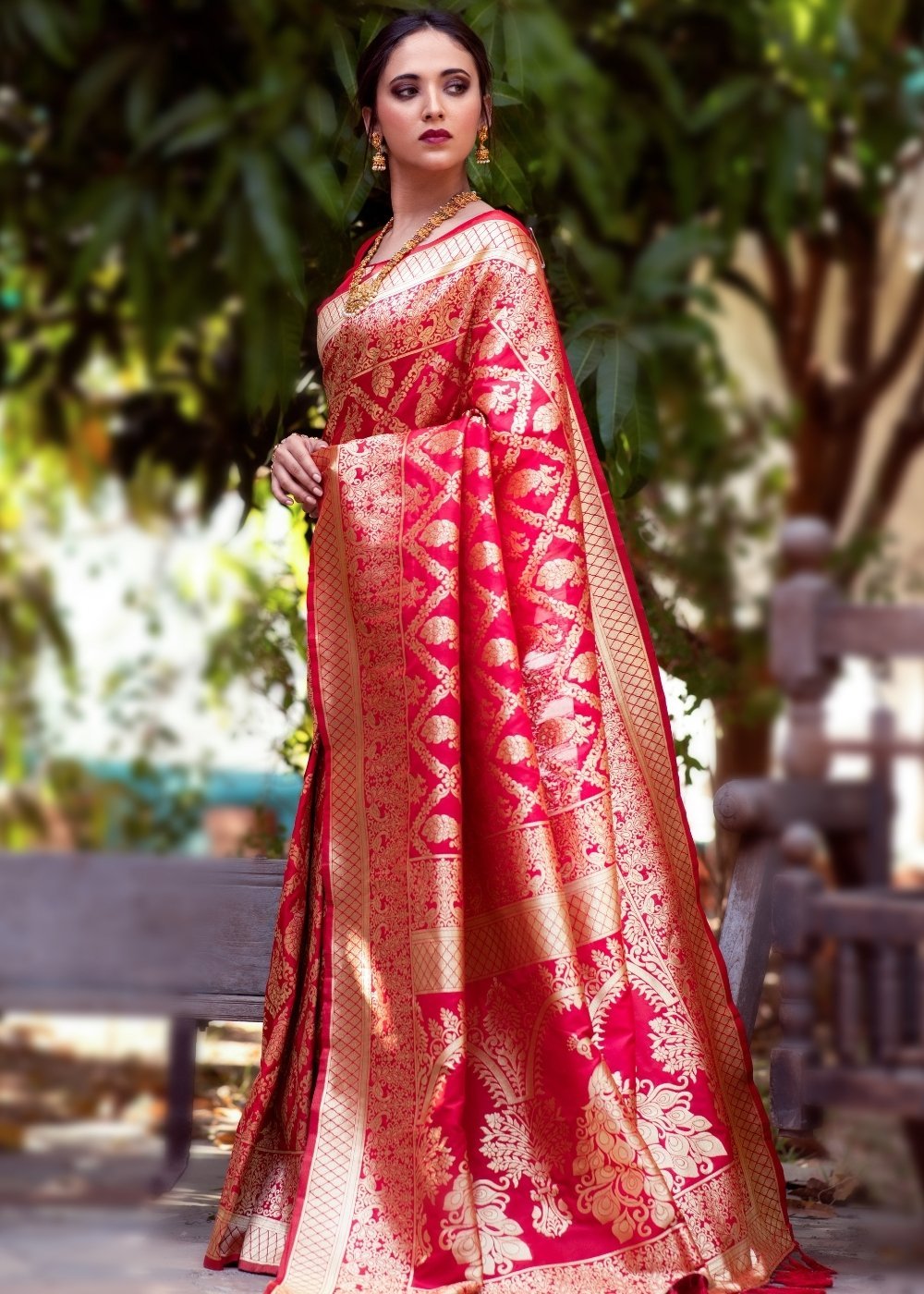 Buy MySilkLove Valencia Pink Handloom Woven Banarasi Silk Saree Online