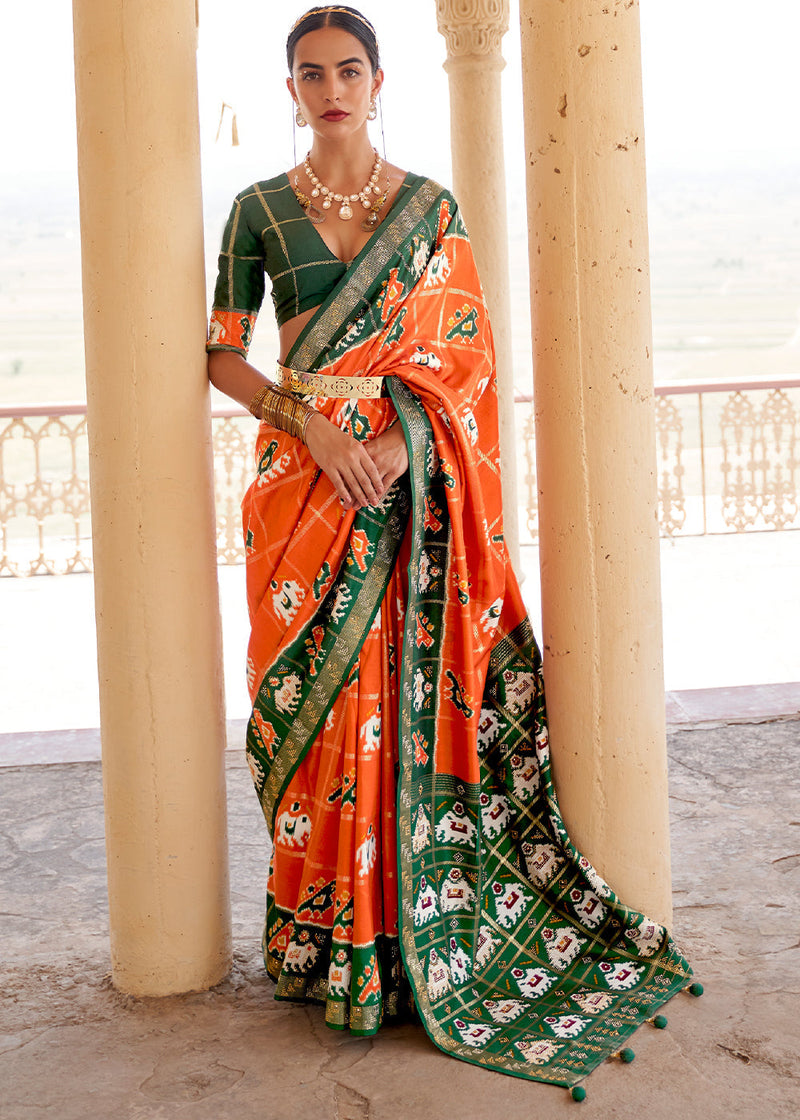 ORANGE BEAUTIFUL TISSUE SILK TRENDY SAREE - Mr & Mrs Creation - 4187997