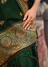 Killarney Green Woven Banarasi Saree with Embroidery Work