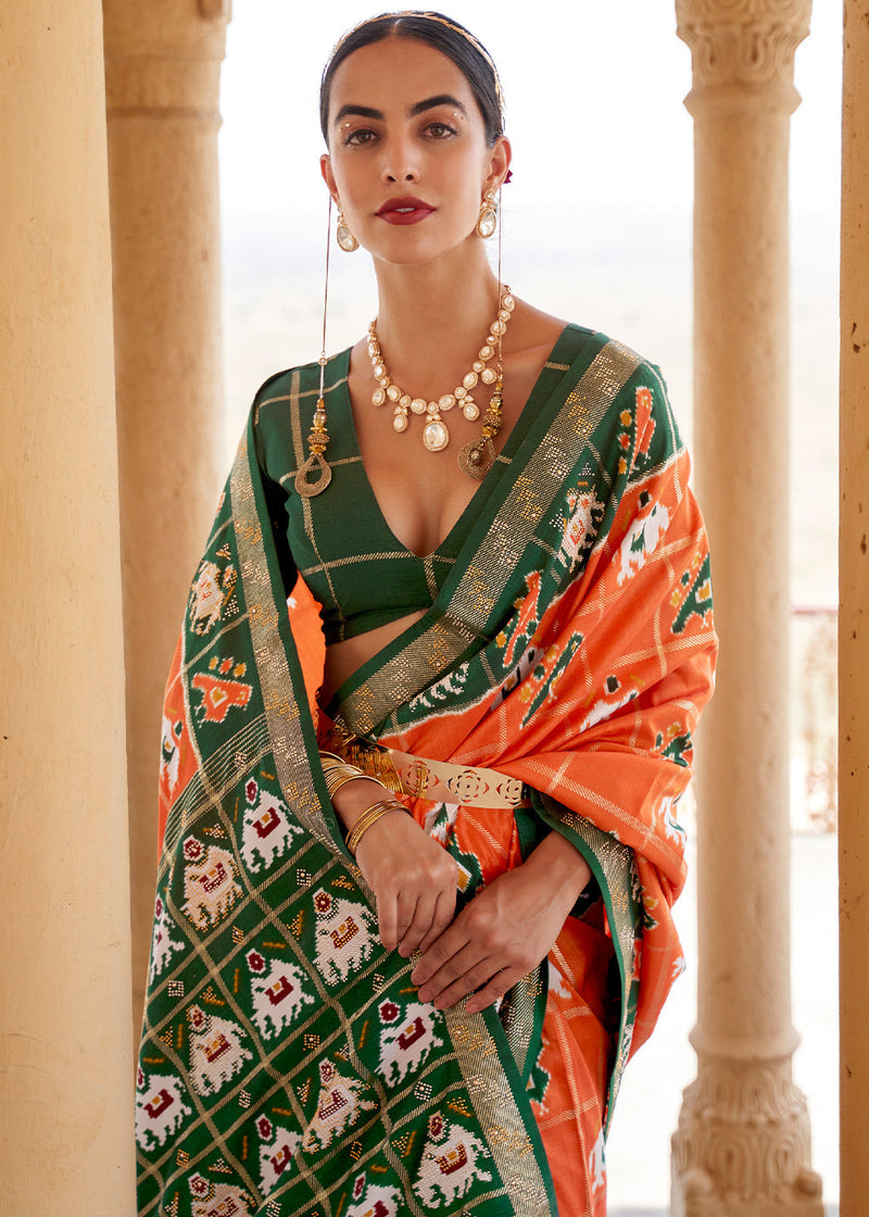 PATAN PATOLA SILK SAREE | Art silk sarees, Silk sarees, Soft silk sarees