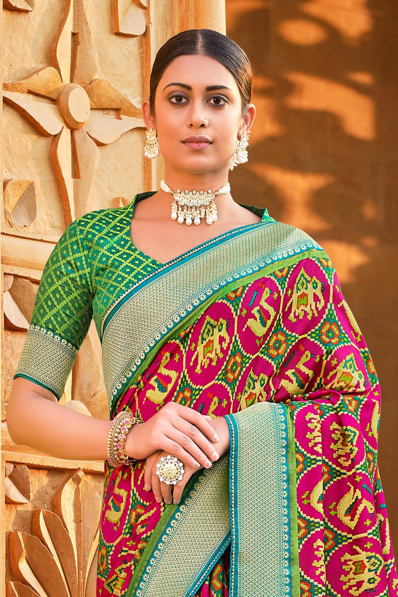Chestnut Pink Brasso Patola Printed Saree