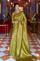 Sycamore Green Handcrafted Kanjivaram Saree