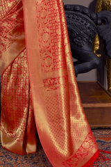 Guardsman Red Woven Kanjivaram Saree
