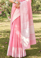Pink Sherbert Linen Saree