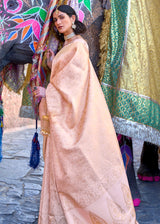 Blush Pink kanjivaram Woven Silk Saree