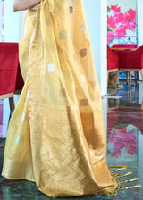 Chenin Yellow Woven Tissue Banarasi Saree