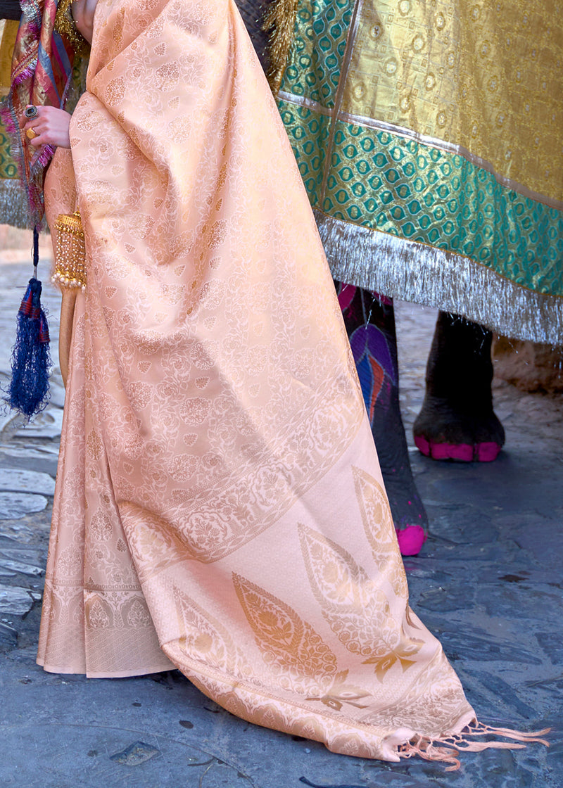 Blush Pink kanjivaram Woven Silk Saree