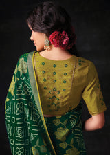 Palm Green Bandhani Print Soft Silk Saree