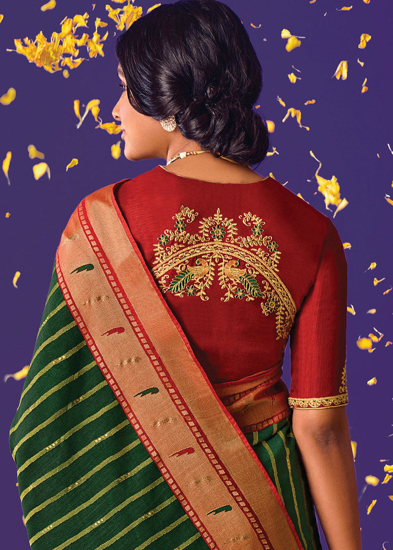 Pine Green Paithani Saree – Esmerize